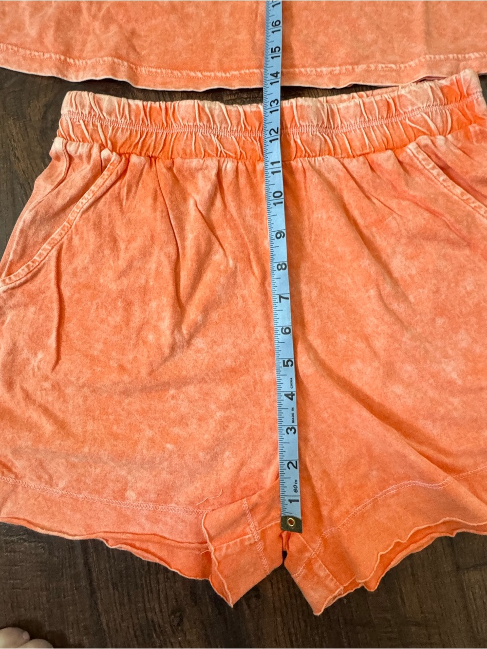 Zenana Outfitters Orange mineral wash Short Sleeve Top & Shorts Set - Picture 2 of 7